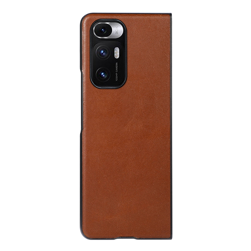 For Xiaomi Mi Mix Fold Genuine Leather Double Color Crazy Horse Phone Case(Brown)