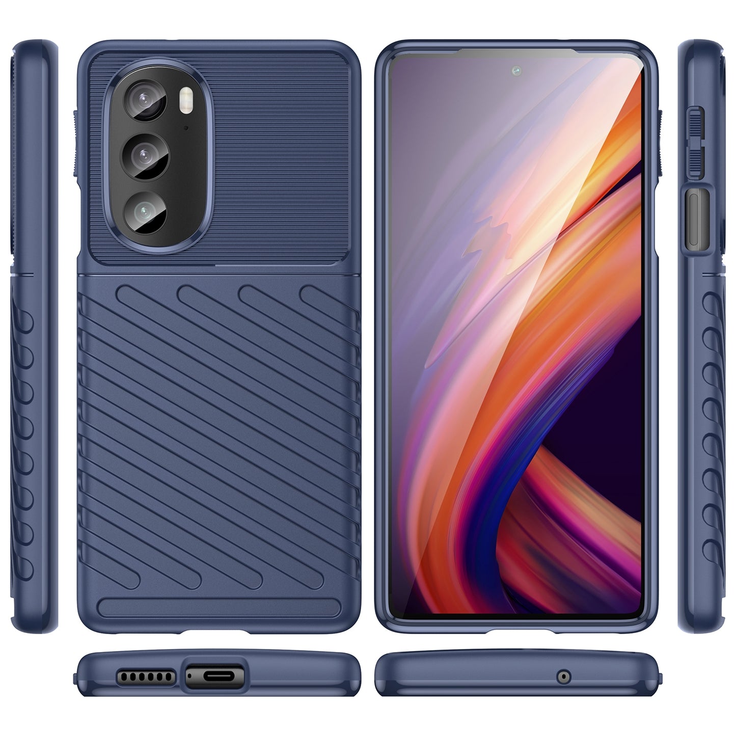 For Motorola Edge 30 Pro Thunderbolt Shockproof TPU Phone Case(Blue)