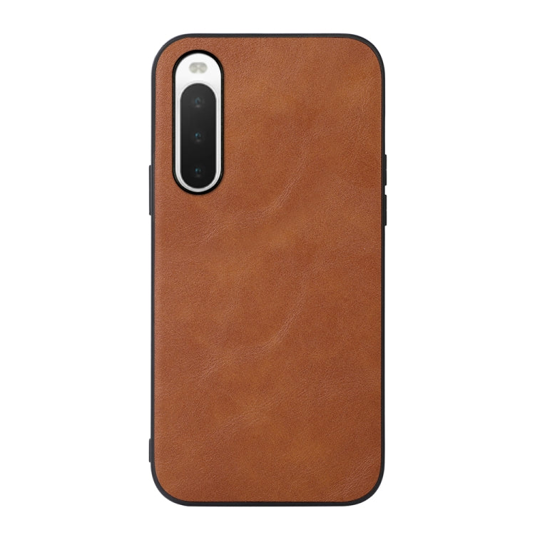 Uniqkart For Sony Xperia 10 IV 5G Vintage Phone Case PU Leather Coated TPU+PC Litchi Texture Cover - Brown