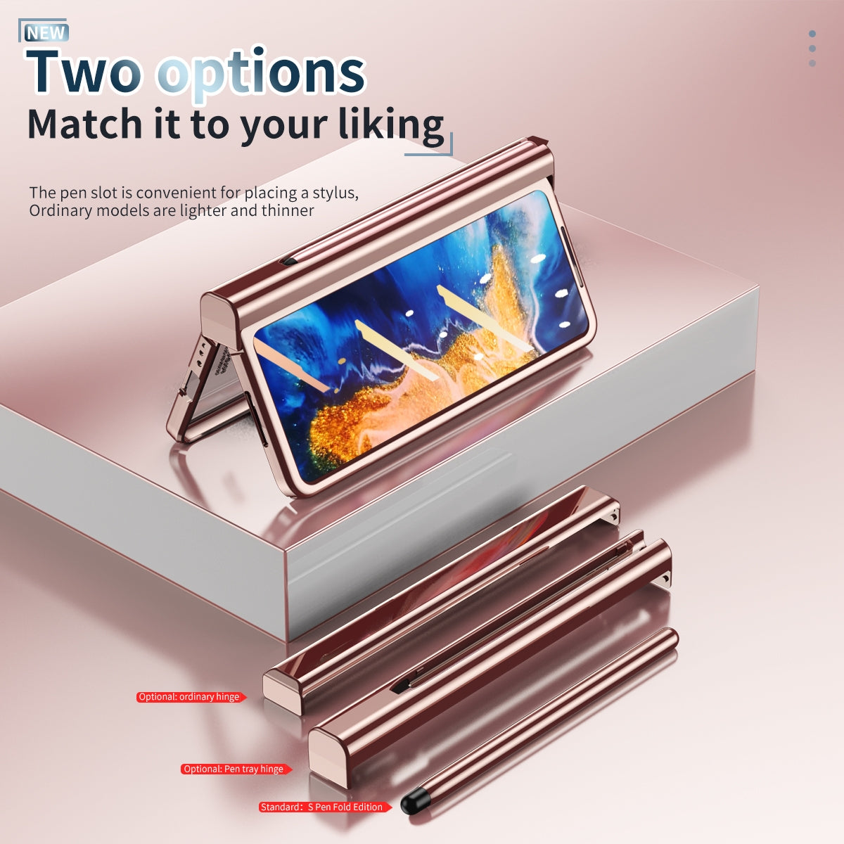 For Xiaomi Mi Mix Fold Electroplating Hinge Phone Case with Stylus(Pink)