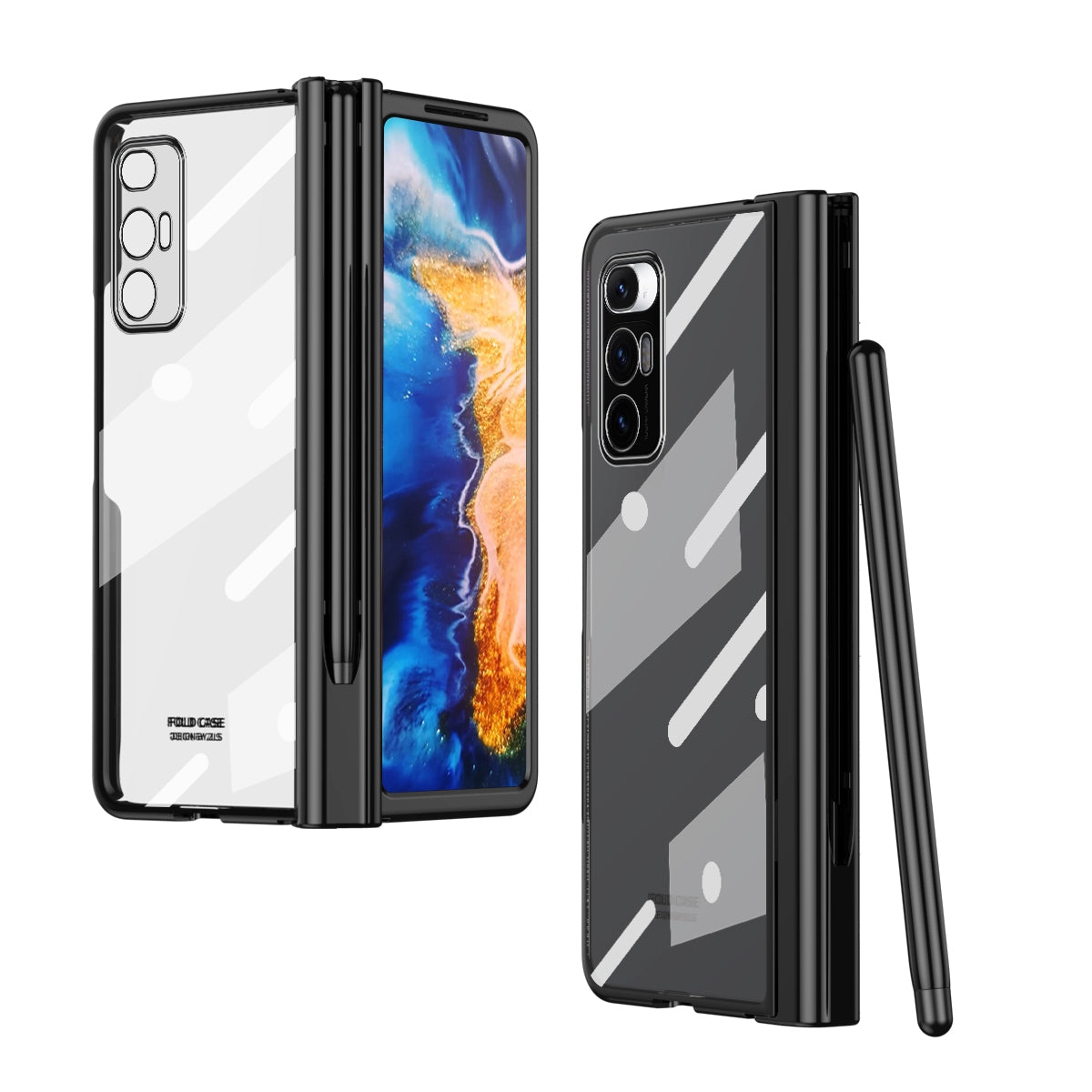 For Xiaomi Mi Mix Fold Electroplating Hinge Phone Case with Stylus(Black)