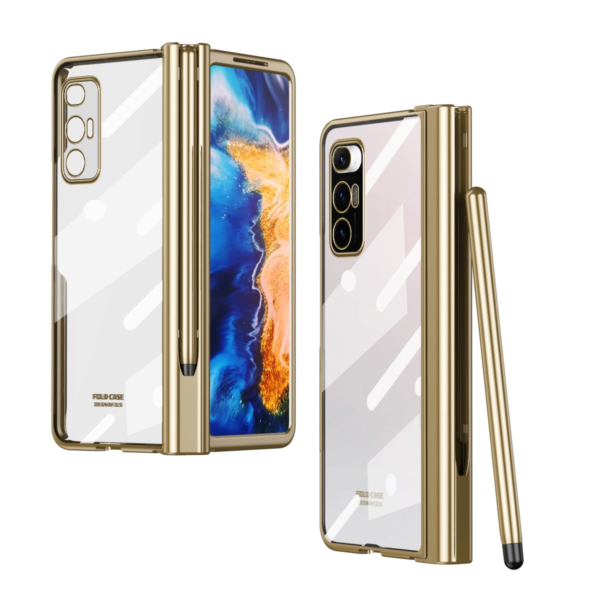For Xiaomi Mi Mix Fold Electroplating Hinge Phone Case with Stylus(Gold)
