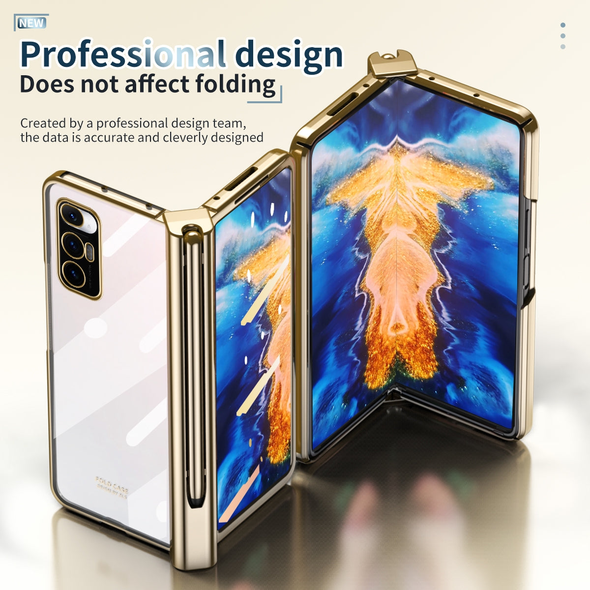 For Xiaomi Mi Mix Fold Electroplating Hinge Phone Case with Stylus(Gold)