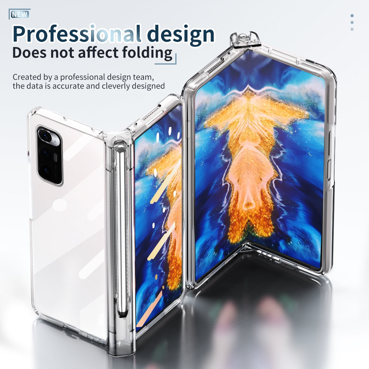 For Xiaomi Mi Mix Fold Electroplating Hinge Phone Case with Stylus(Transparent)