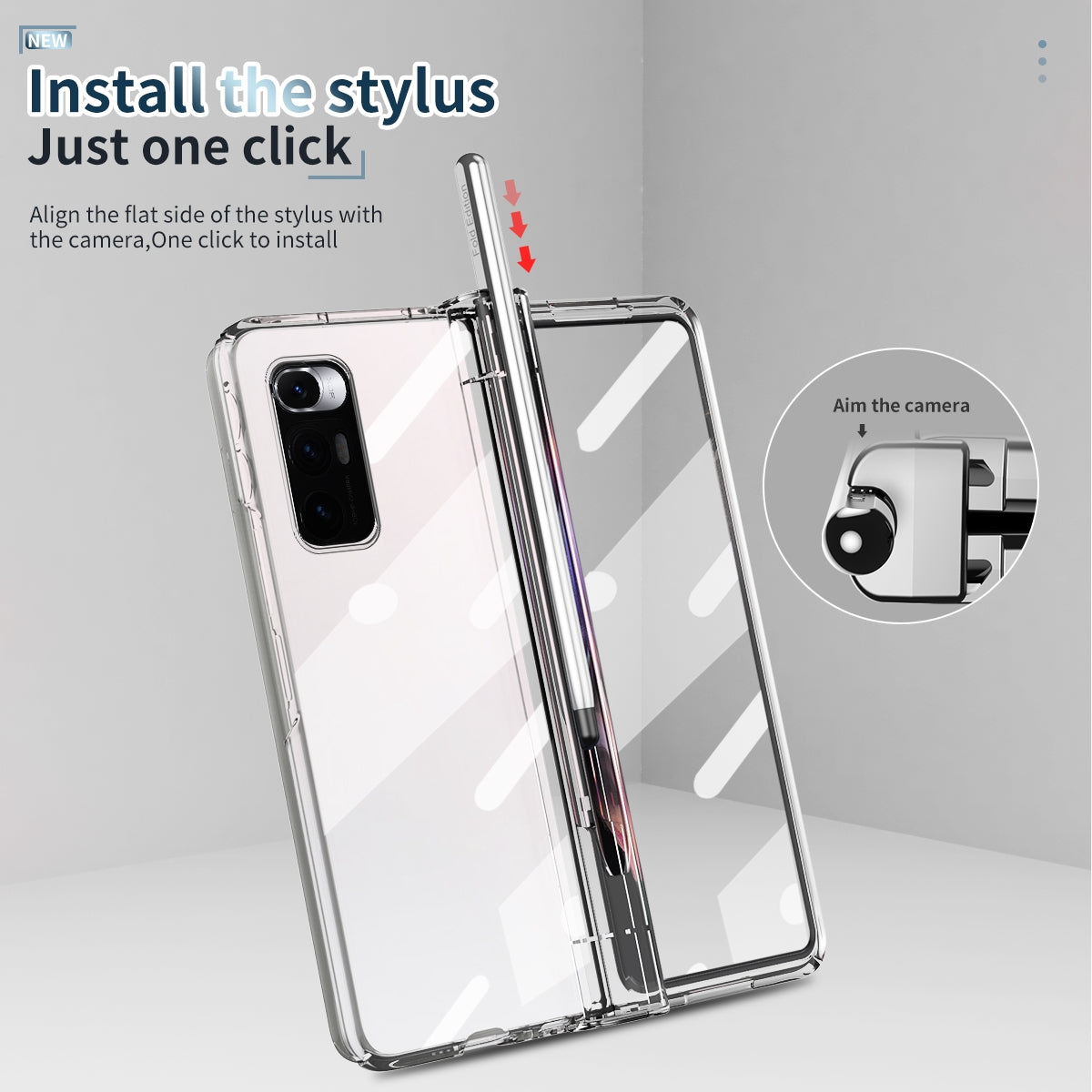 For Xiaomi Mi Mix Fold Electroplating Hinge Phone Case with Stylus(Transparent)