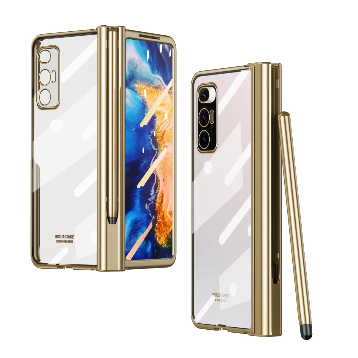 For Xiaomi Mi Mix Fold Full Body Electroplating Hinge Phone Case with Stylus(Gold)