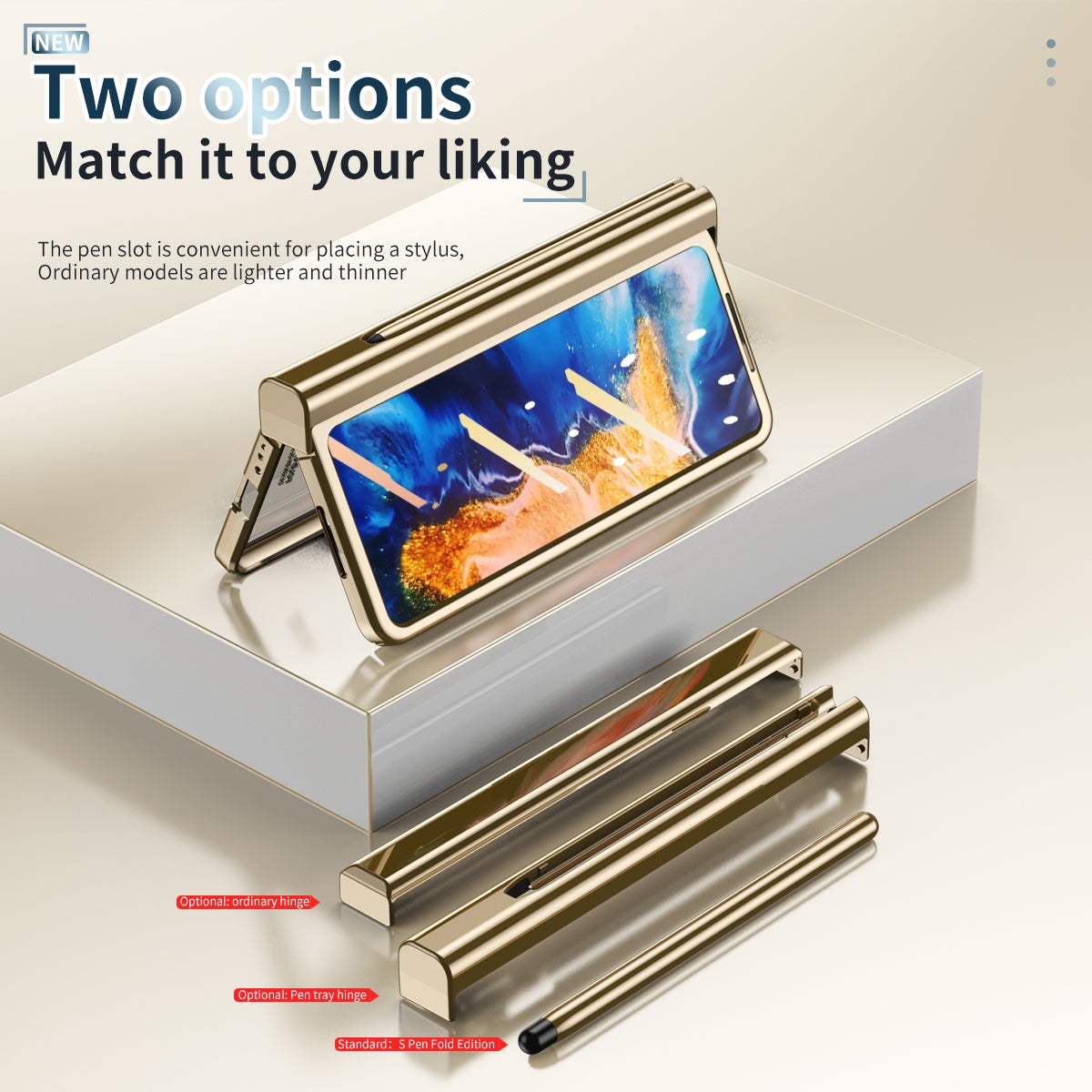 For Xiaomi Mi Mix Fold Full Body Electroplating Hinge Phone Case with Stylus(Gold)