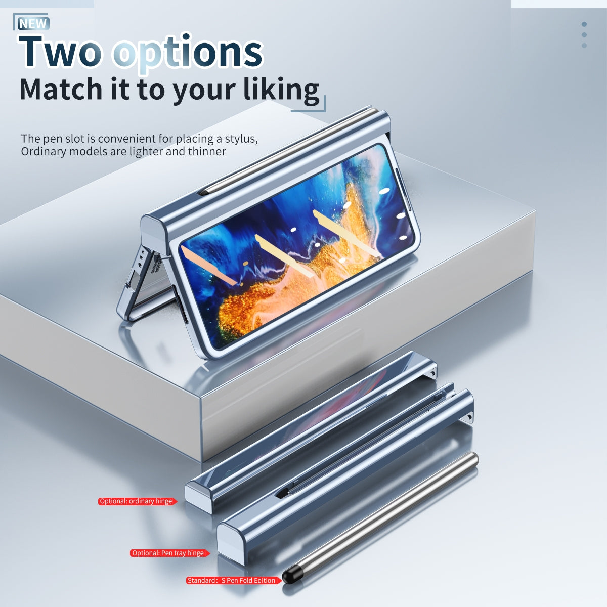 For Xiaomi Mi Mix Fold Full Body Electroplating Hinge Phone Case with Stylus(Blue)