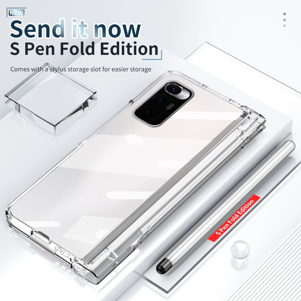 For Xiaomi Mi Mix Fold Full Body Electroplating Hinge Phone Case with Stylus(Transparent)