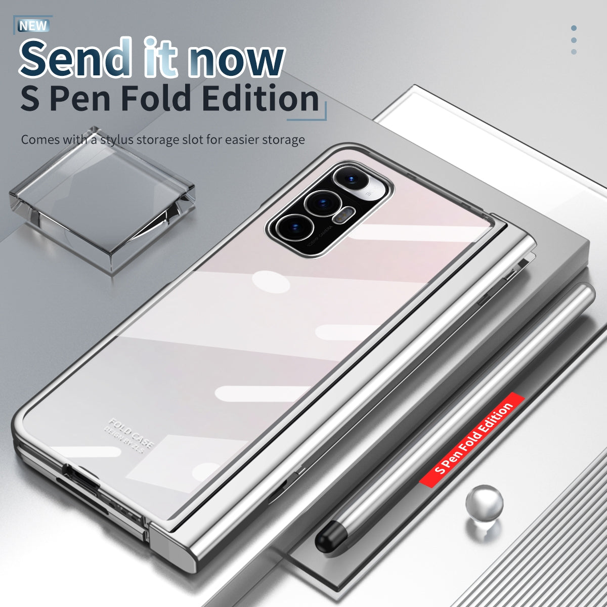 For Xiaomi Mi Mix Fold Full Body Electroplating Hinge Phone Case with Stylus(Silver)