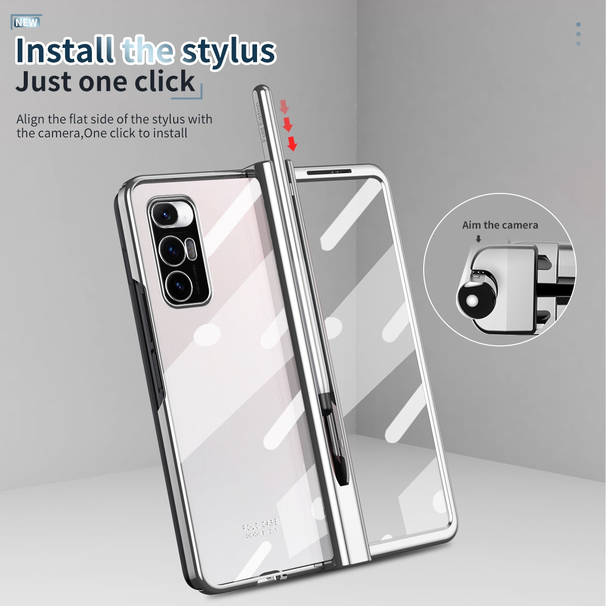 For Xiaomi Mi Mix Fold Full Body Electroplating Hinge Phone Case with Stylus(Silver)
