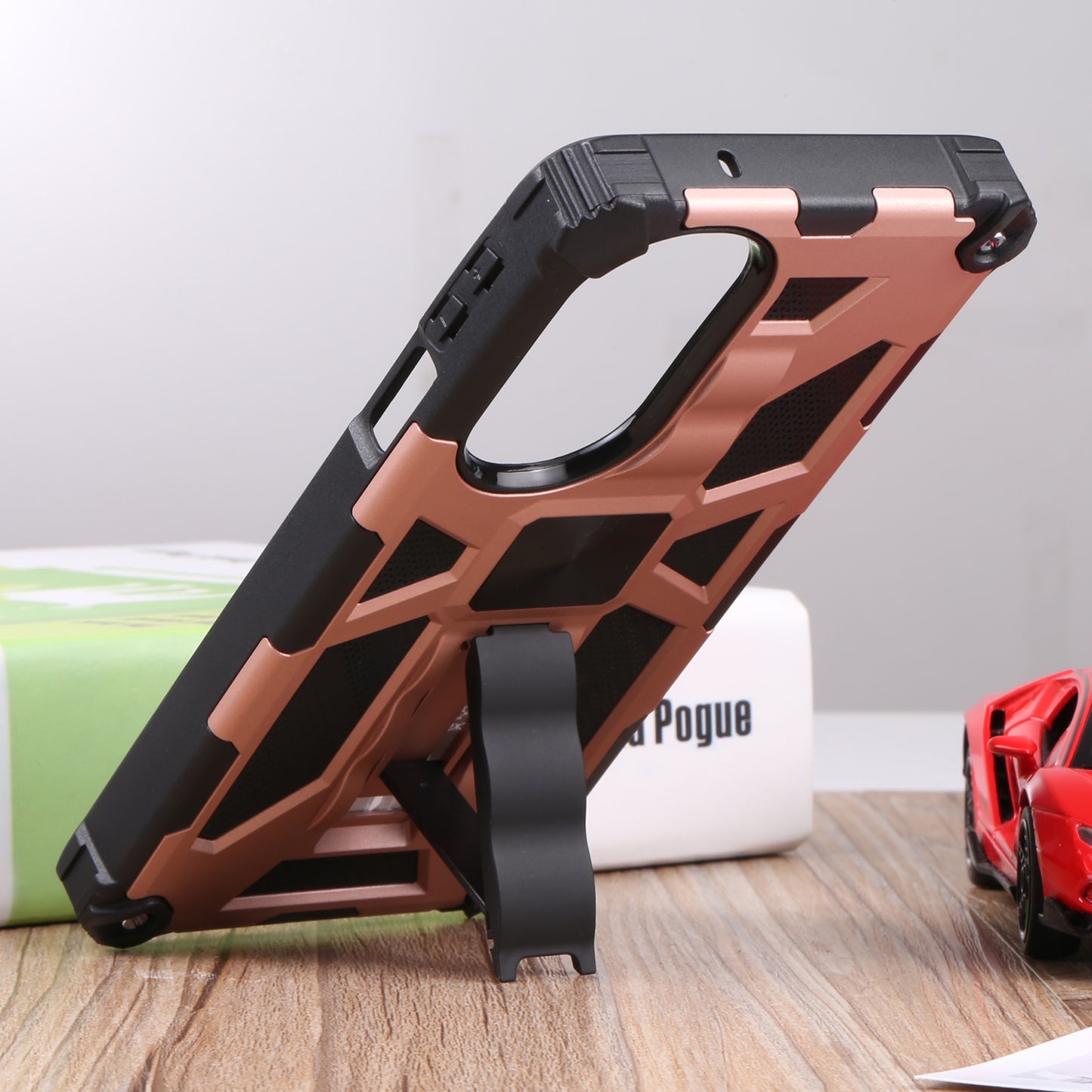 For Motorola Edge 30 Pro Shockproof TPU + PC Magnetic Protective Phone Case with Holder(Rose Gold)