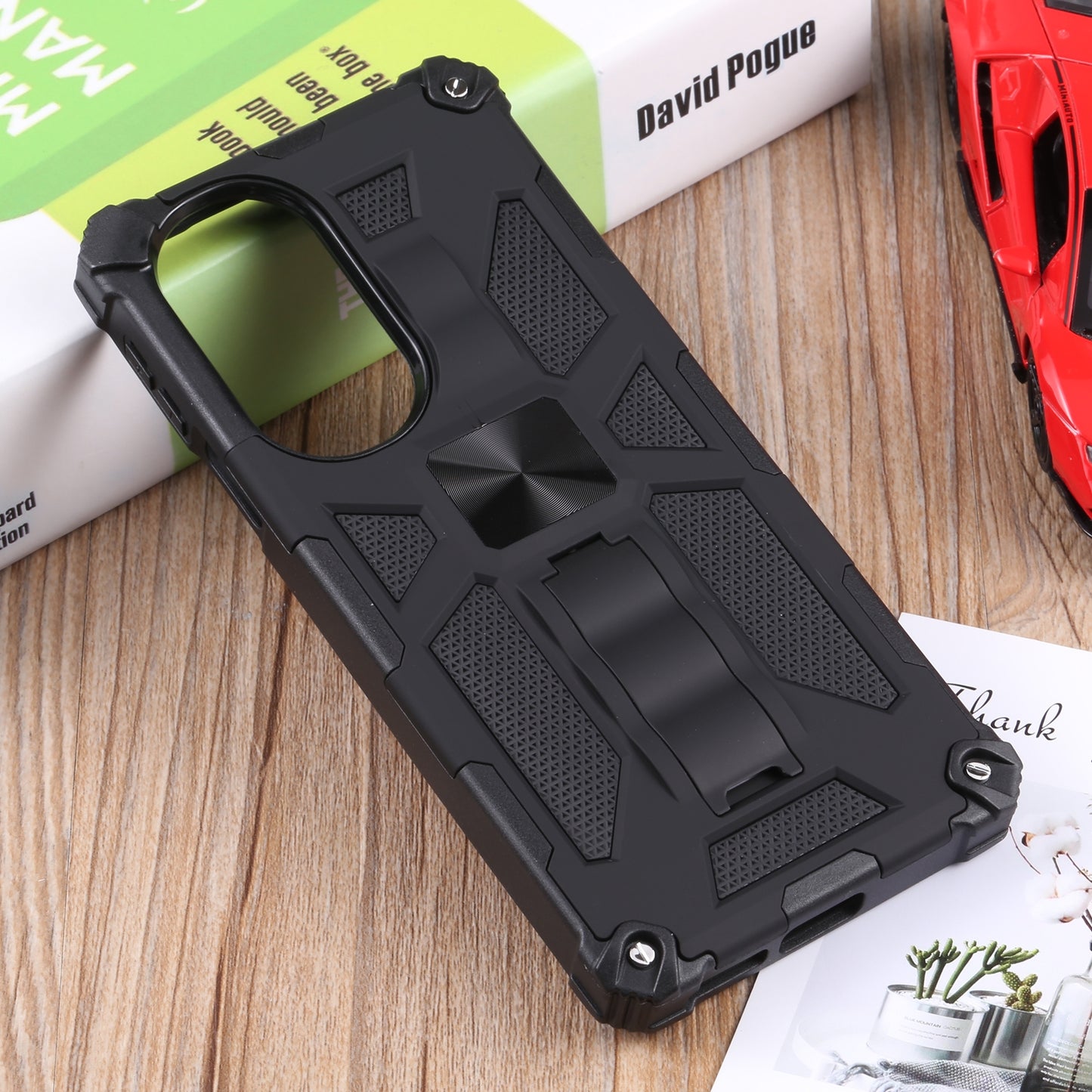 For Motorola Edge 30 Pro Shockproof TPU + PC Magnetic Protective Phone Case with Holder(Black)