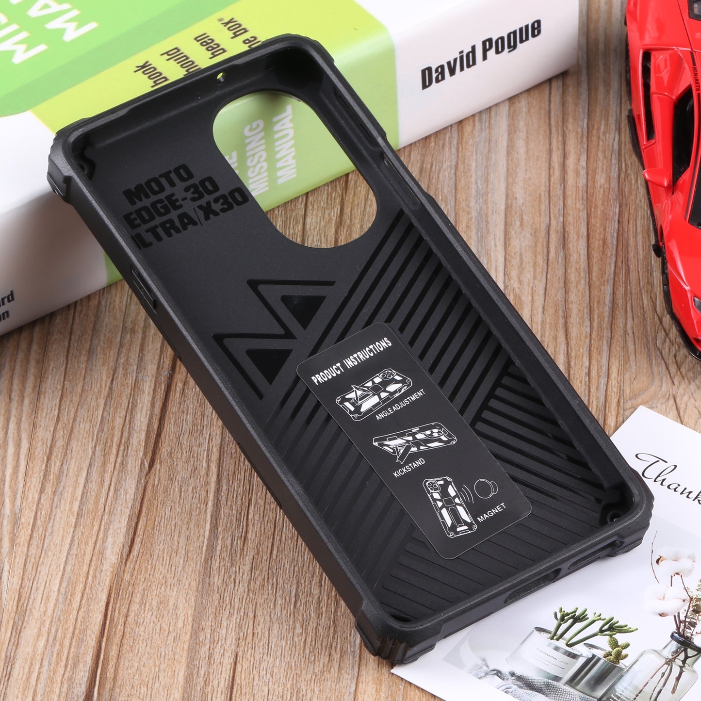 For Motorola Edge 30 Pro Shockproof TPU + PC Magnetic Protective Phone Case with Holder(Black)