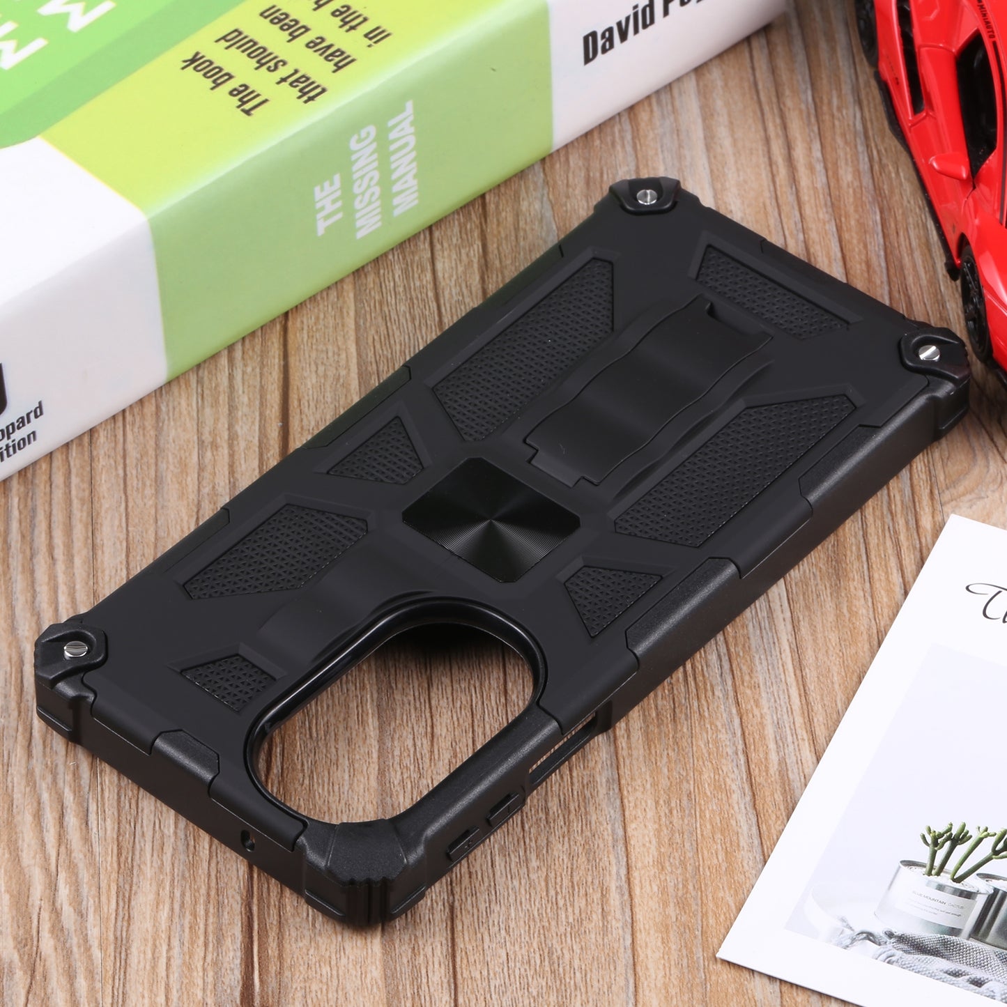 For Motorola Edge 30 Pro Shockproof TPU + PC Magnetic Protective Phone Case with Holder(Black)