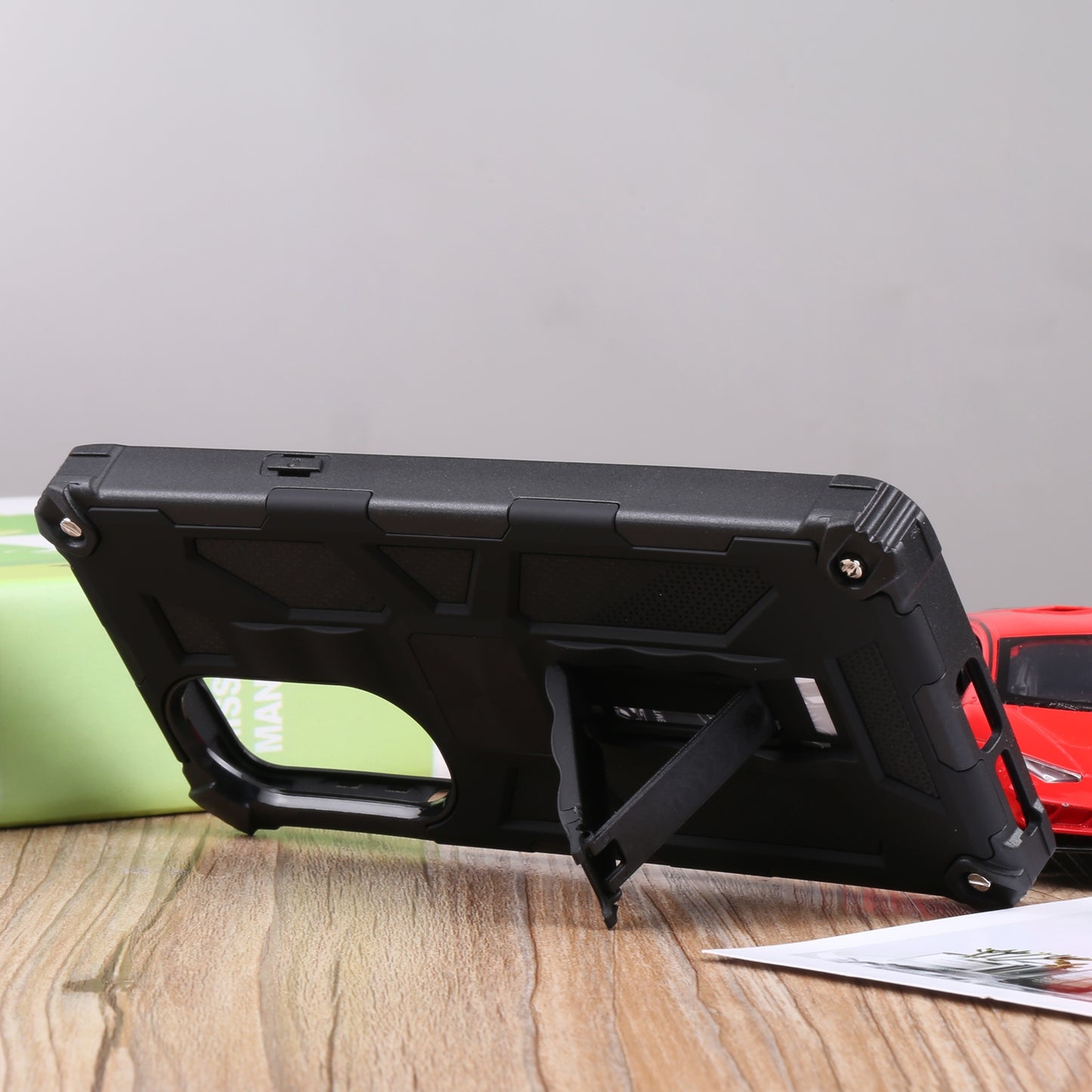 For Motorola Edge 30 Pro Shockproof TPU + PC Magnetic Protective Phone Case with Holder(Black)