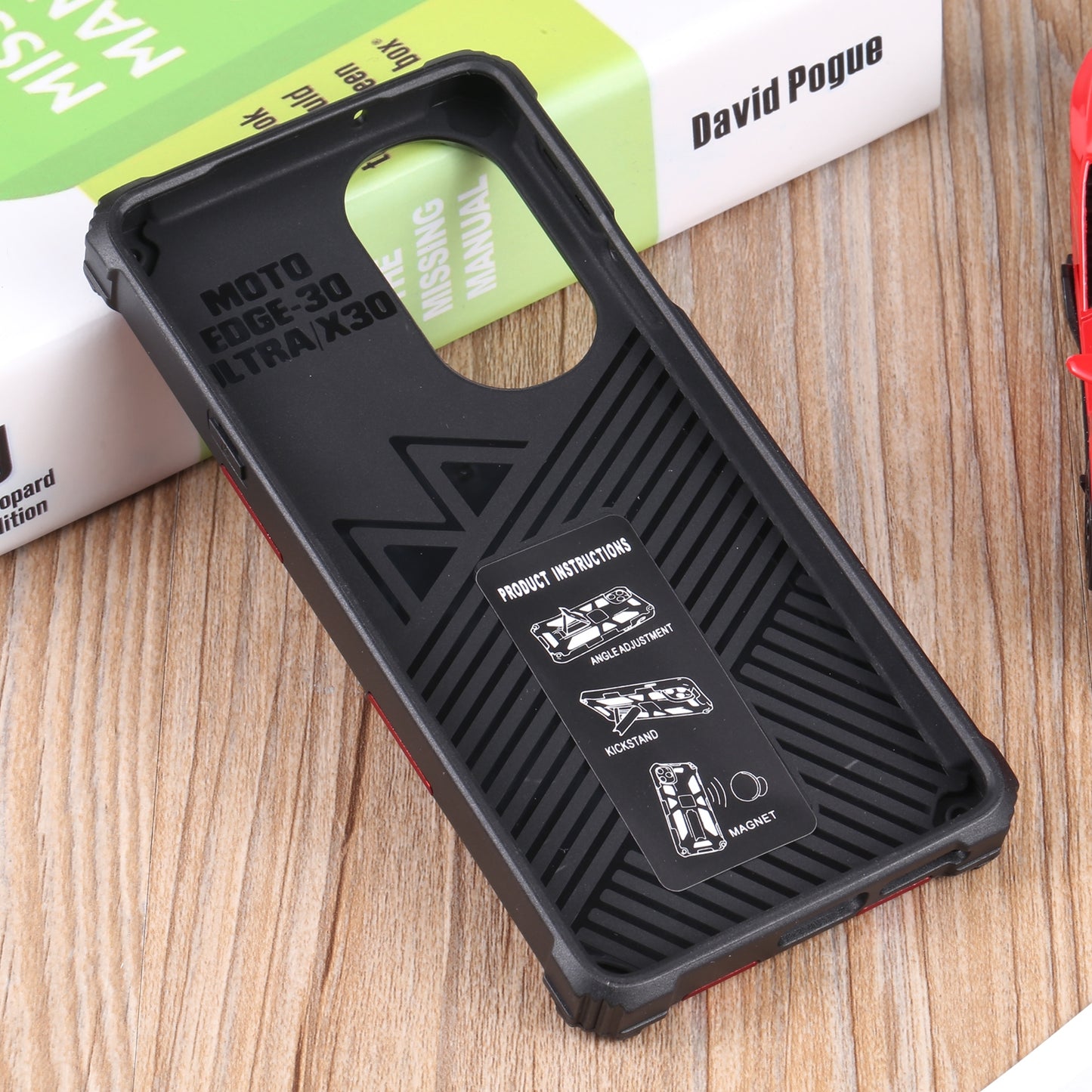 For Motorola Edge 30 Pro Shockproof TPU + PC Magnetic Protective Phone Case with Holder(Red)