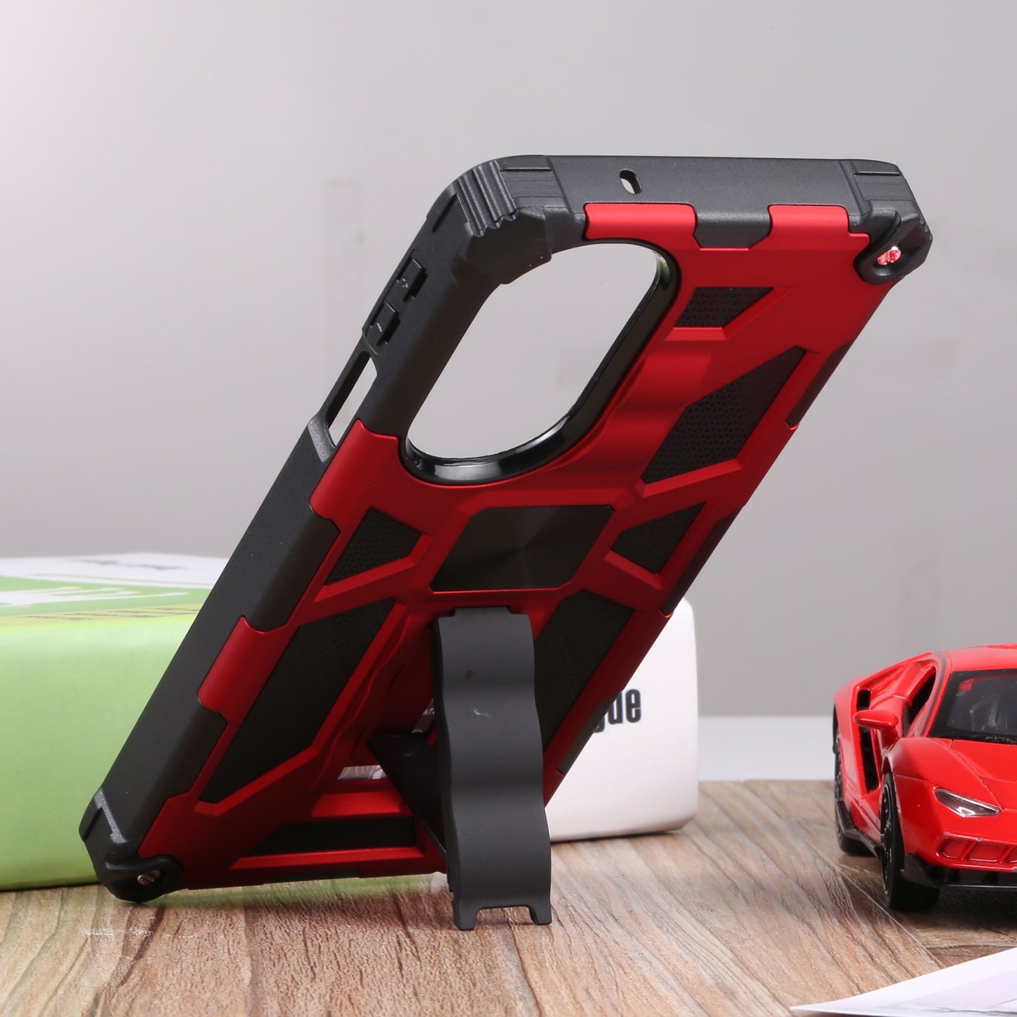 For Motorola Edge 30 Pro Shockproof TPU + PC Magnetic Protective Phone Case with Holder(Red)