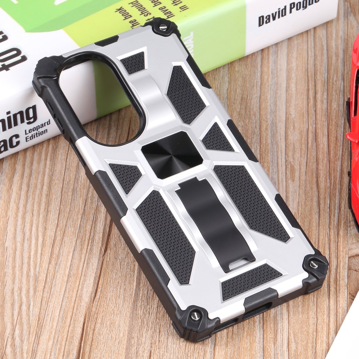 For Motorola Edge 30 Pro Shockproof TPU + PC Magnetic Protective Phone Case with Holder(Silver)