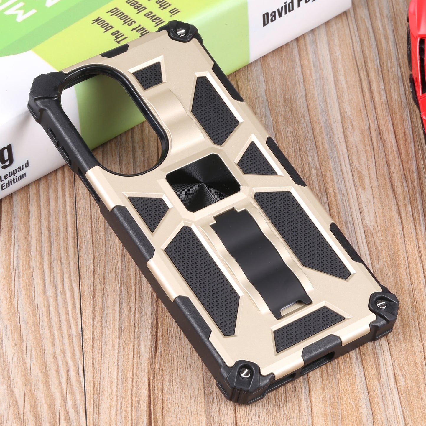 For Motorola Edge 30 Pro Shockproof TPU + PC Magnetic Protective Phone Case with Holder(Gold)