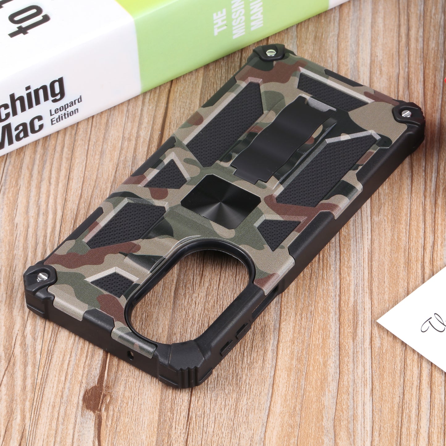 For Motorola Edge 30 Pro Camouflage Armor Shockproof TPU + PC Magnetic Protective Phone Case with Holder(Army Green)