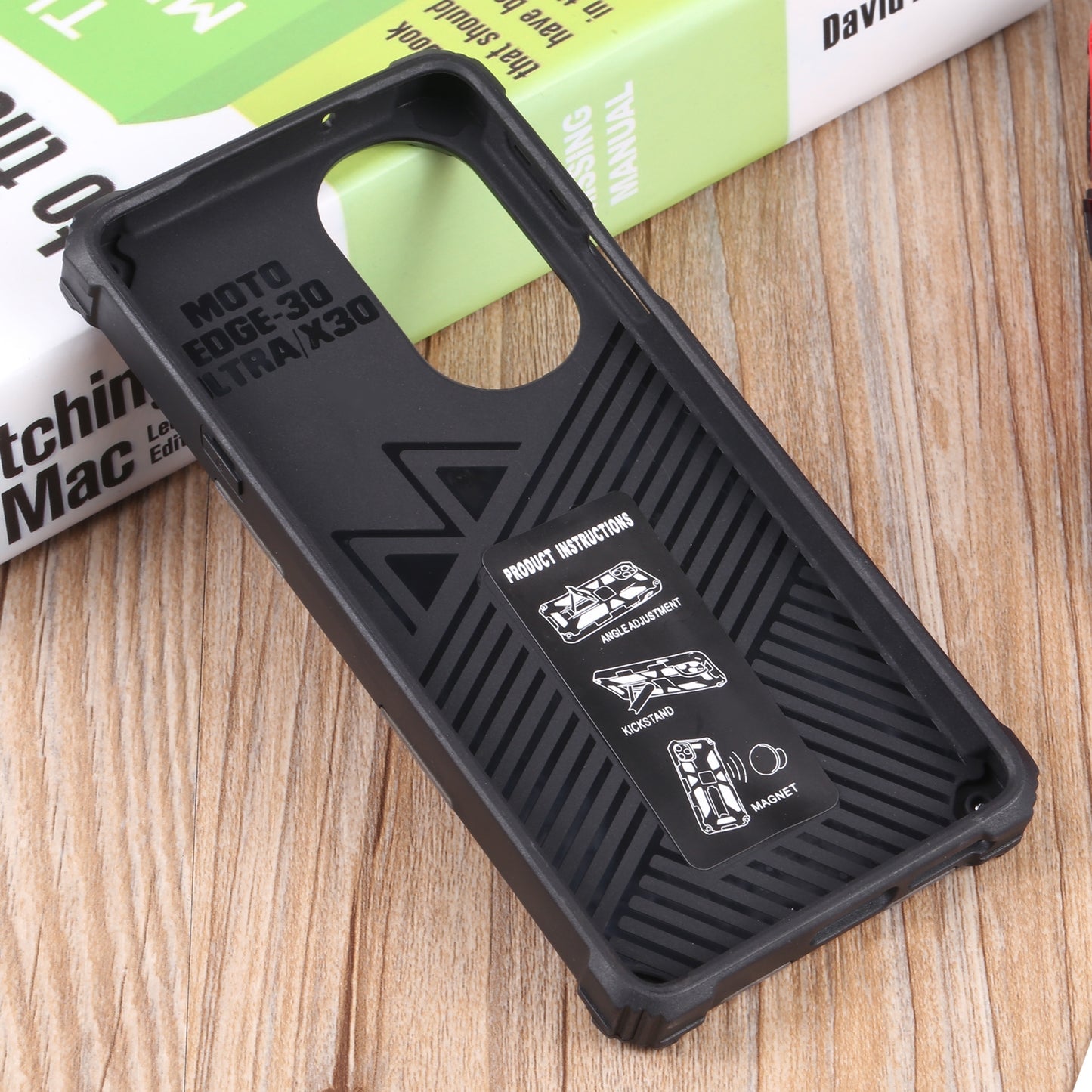 For Motorola Edge 30 Pro Camouflage Armor Shockproof TPU + PC Magnetic Protective Phone Case with Holder(Dark Blue)