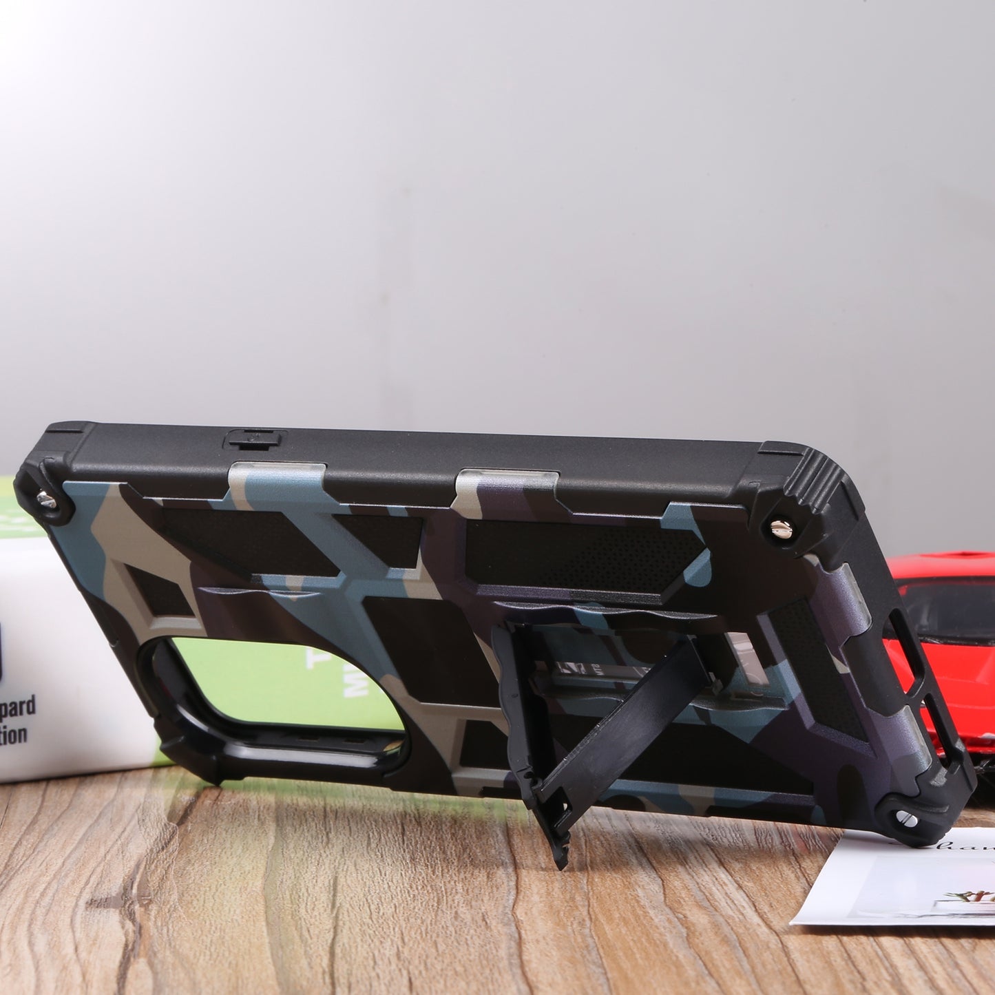 For Motorola Edge 30 Pro Camouflage Armor Shockproof TPU + PC Magnetic Protective Phone Case with Holder(Light Blue)