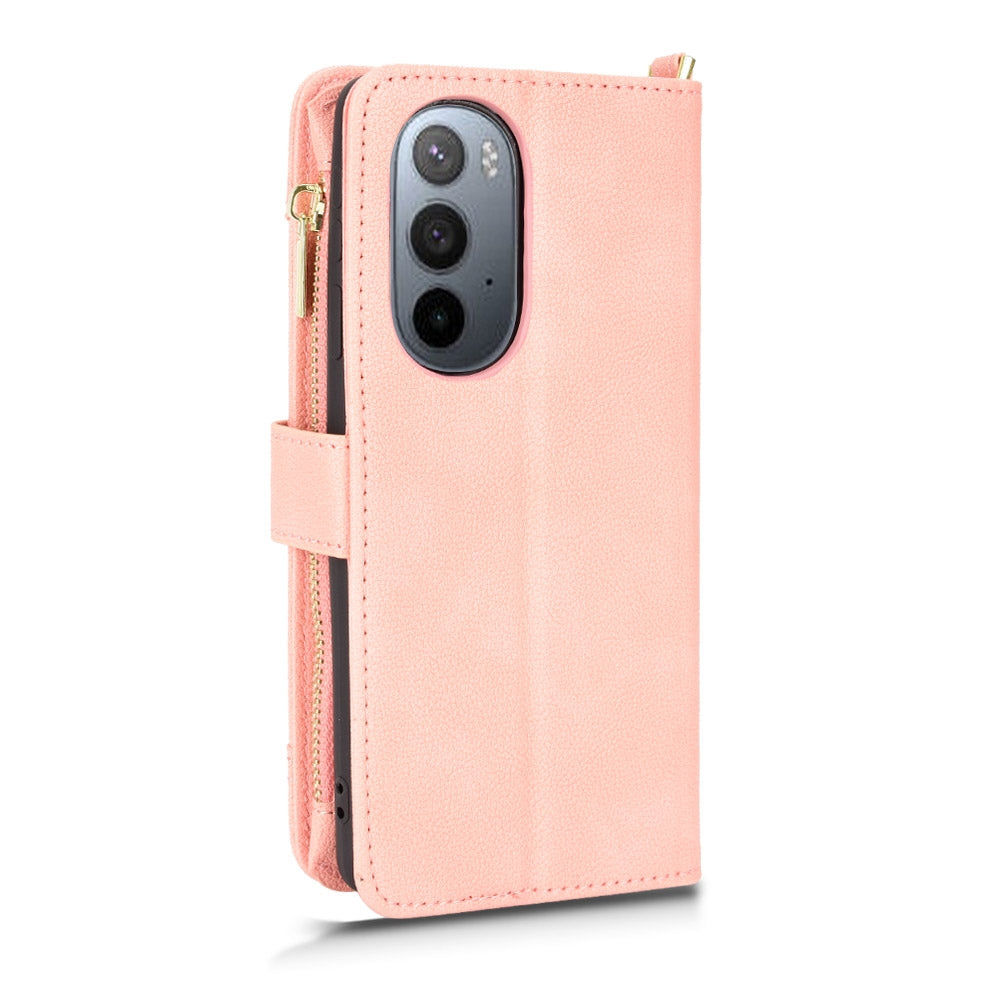 For Motorola Edge 30/Edge 30 Pro/Edge+ 2022 Litchi Texture Zipper Leather Phone Case(Pink)