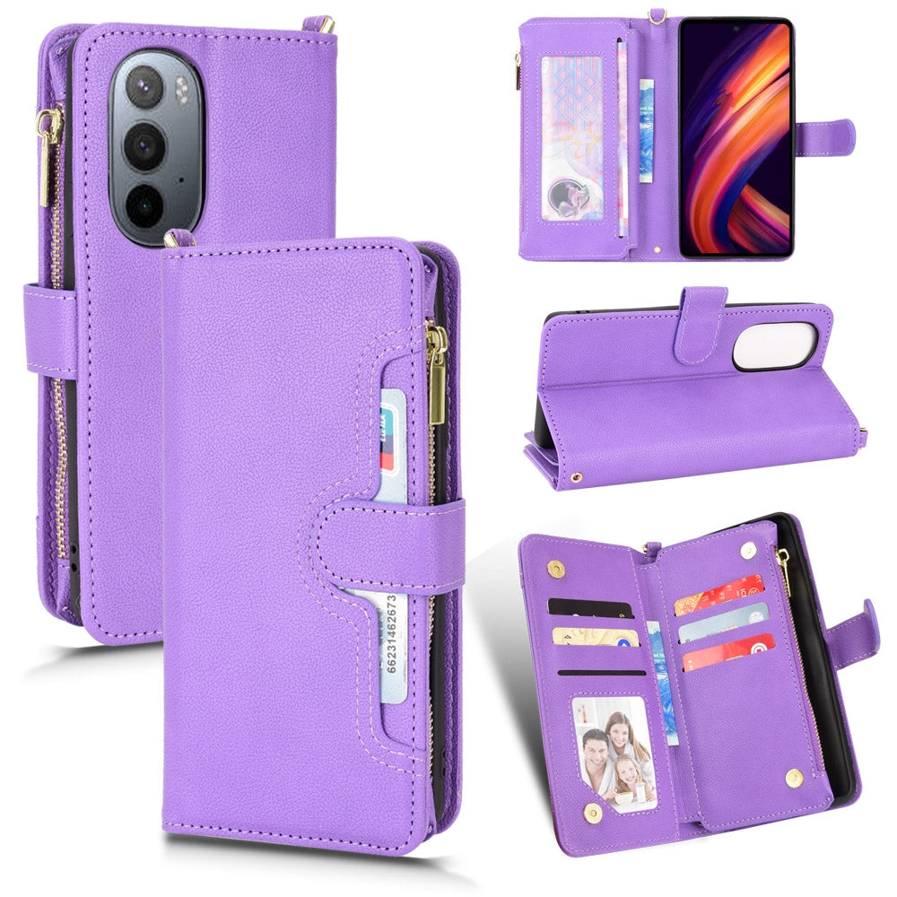 For Motorola Edge 30/Edge 30 Pro/Edge+ 2022 Litchi Texture Zipper Leather Phone Case(Purple)