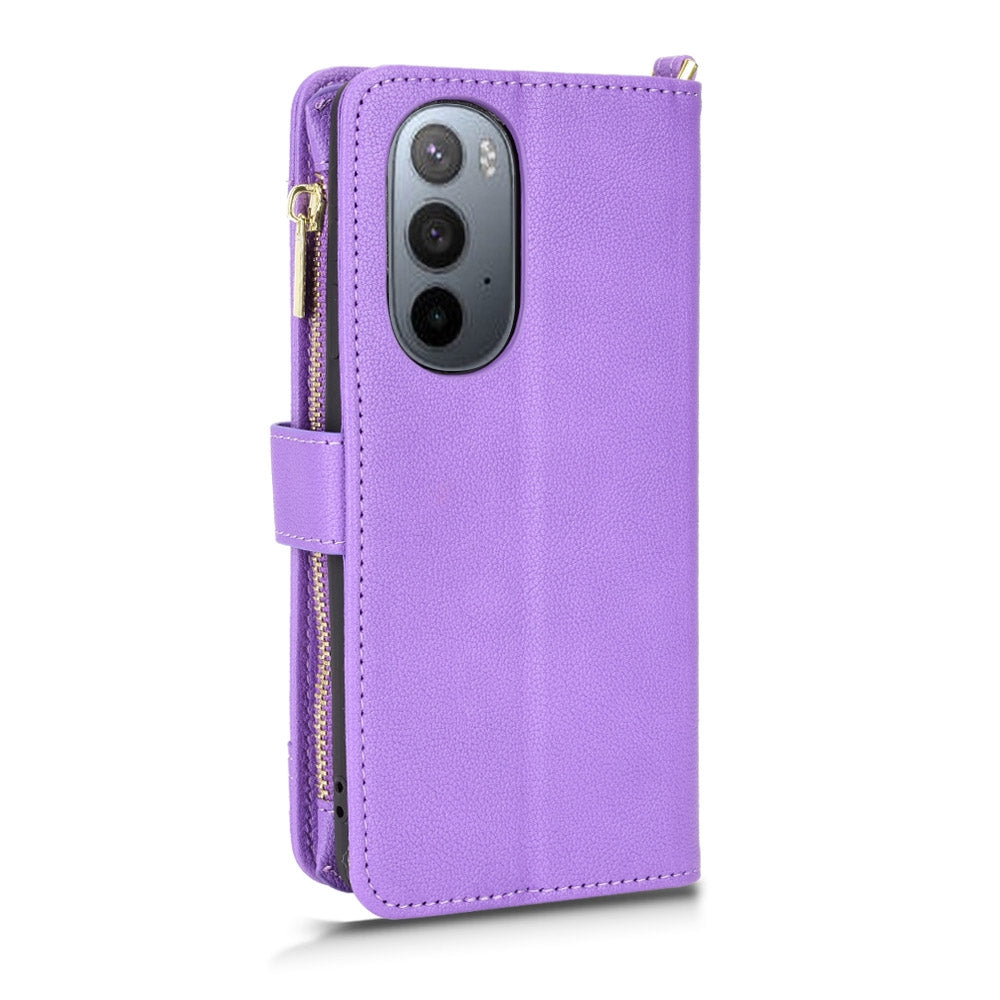 For Motorola Edge 30/Edge 30 Pro/Edge+ 2022 Litchi Texture Zipper Leather Phone Case(Purple)