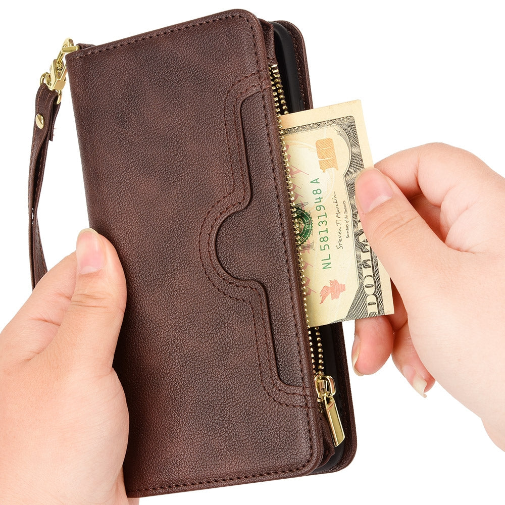 For Motorola Edge 30/Edge 30 Pro/Edge+ 2022 Litchi Texture Zipper Leather Phone Case(Brown)