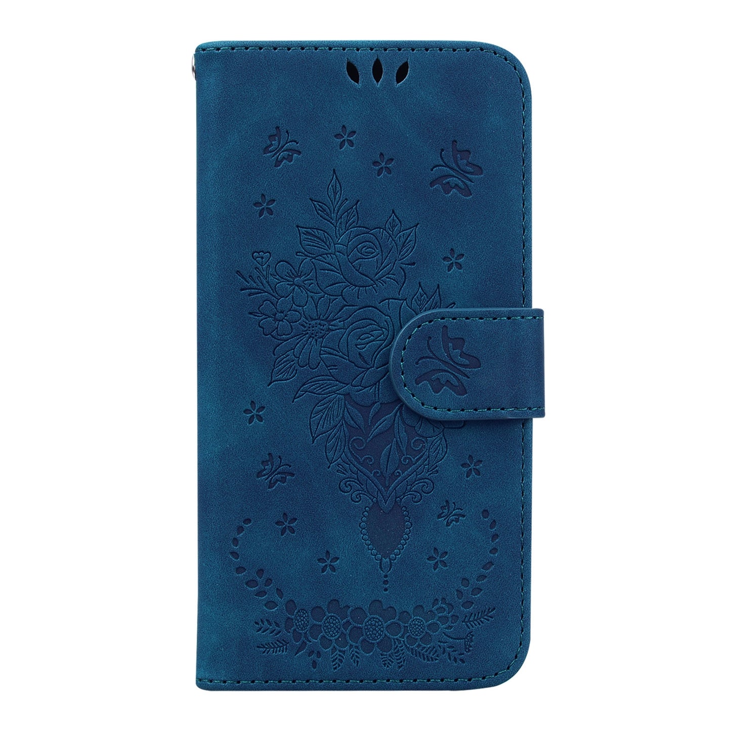 For Motorola Edge+ 2022 / Edge 30 Pro Butterfly Rose Embossed Leather Phone Case(Blue)