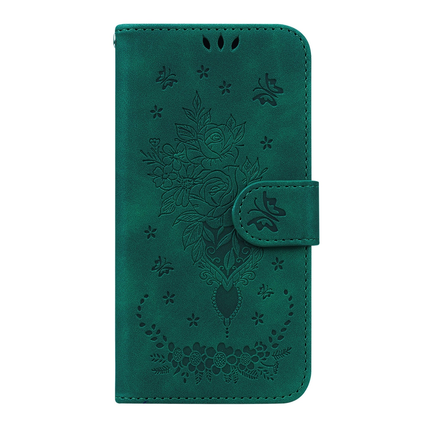 For Motorola Edge+ 2022 / Edge 30 Pro Butterfly Rose Embossed Leather Phone Case(Green)