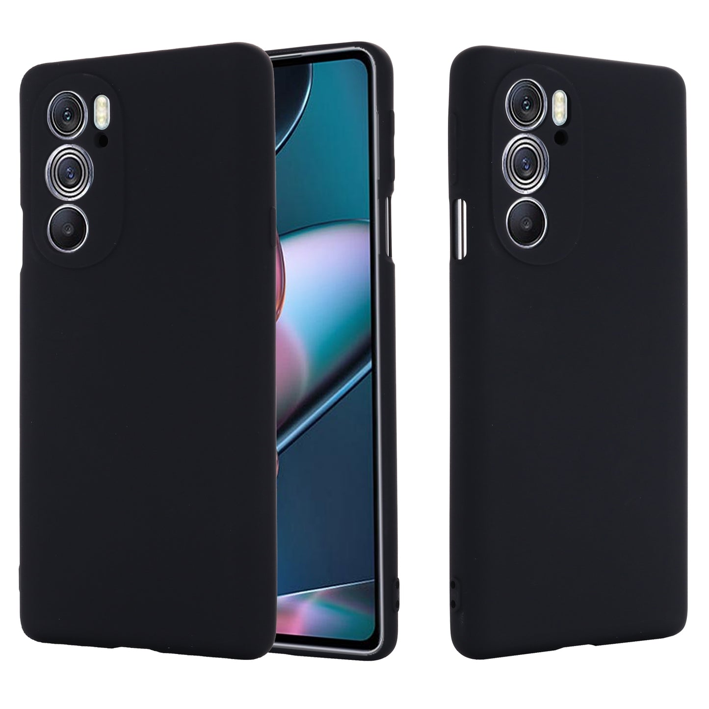 For Motorola Edge 30 Pro / Edge+ 2022 Pure Color Liquid Silicone Shockproof Phone Case(Black)