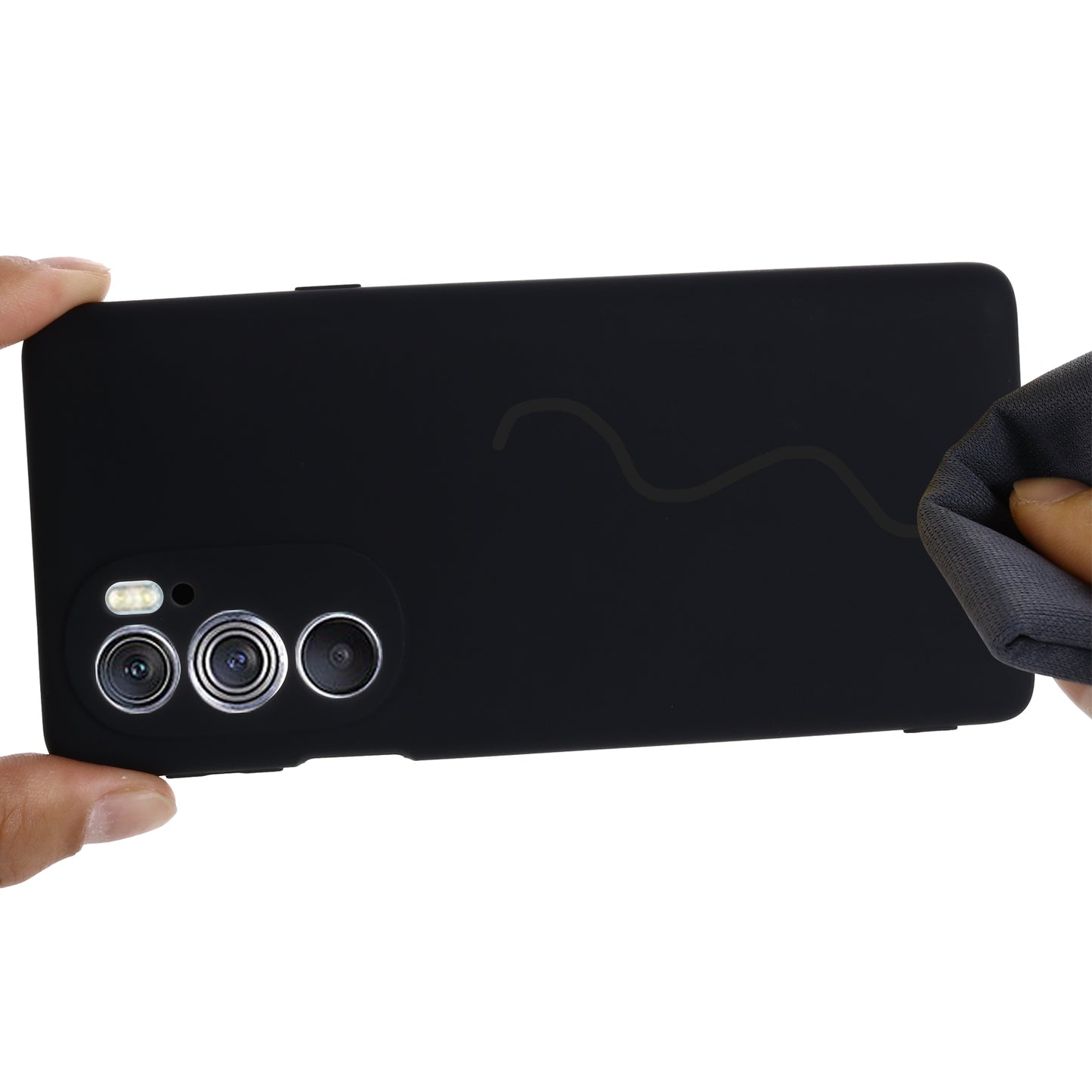 For Motorola Edge 30 Pro / Edge+ 2022 Pure Color Liquid Silicone Shockproof Phone Case(Black)