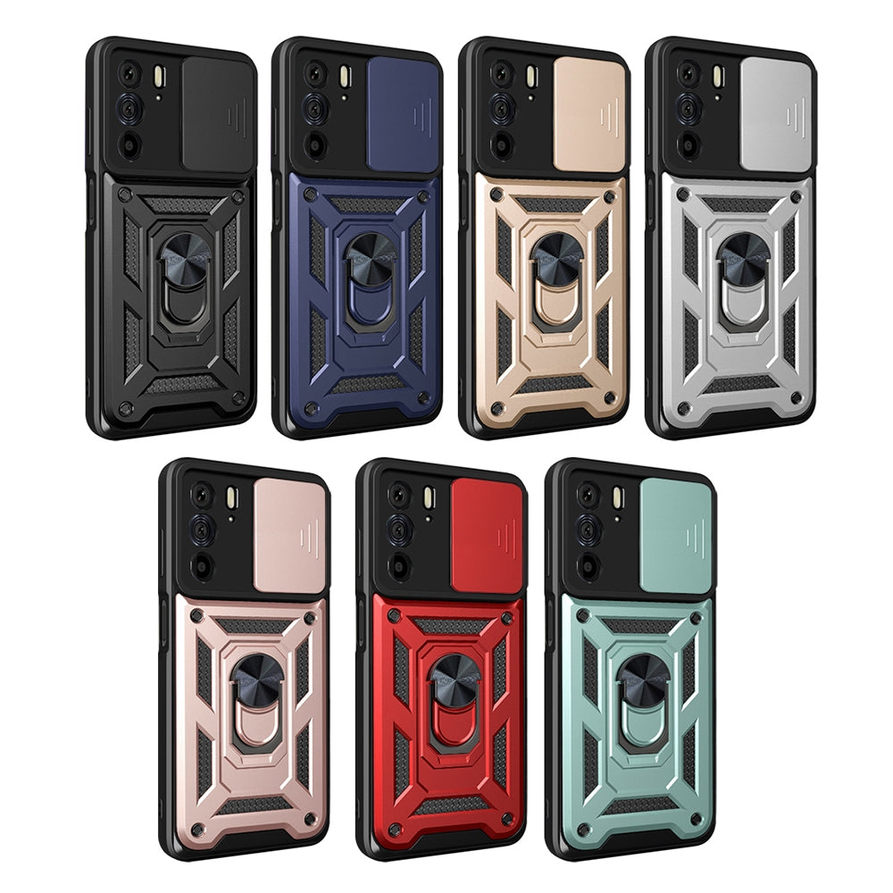 For Motorola Edge 30 Pro Sliding Camera Cover Design TPU+PC Phone Case(Black)