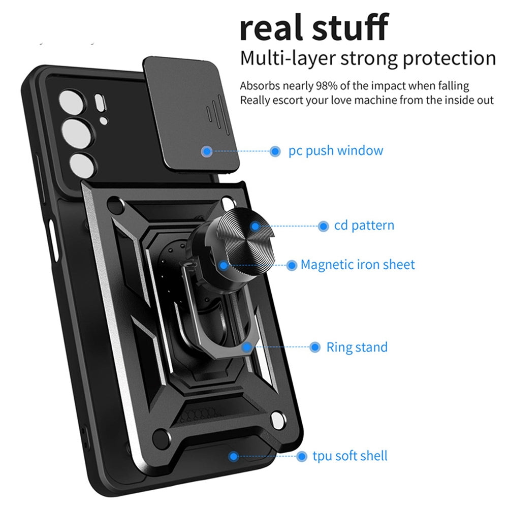 For Motorola Edge 30 Pro Sliding Camera Cover Design TPU+PC Phone Case(Black)