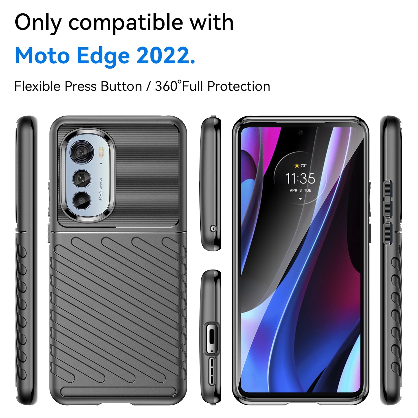 For Motorola Edge 30 Pro Thunderbolt Shockproof TPU Protective Soft Phone Case(Black)