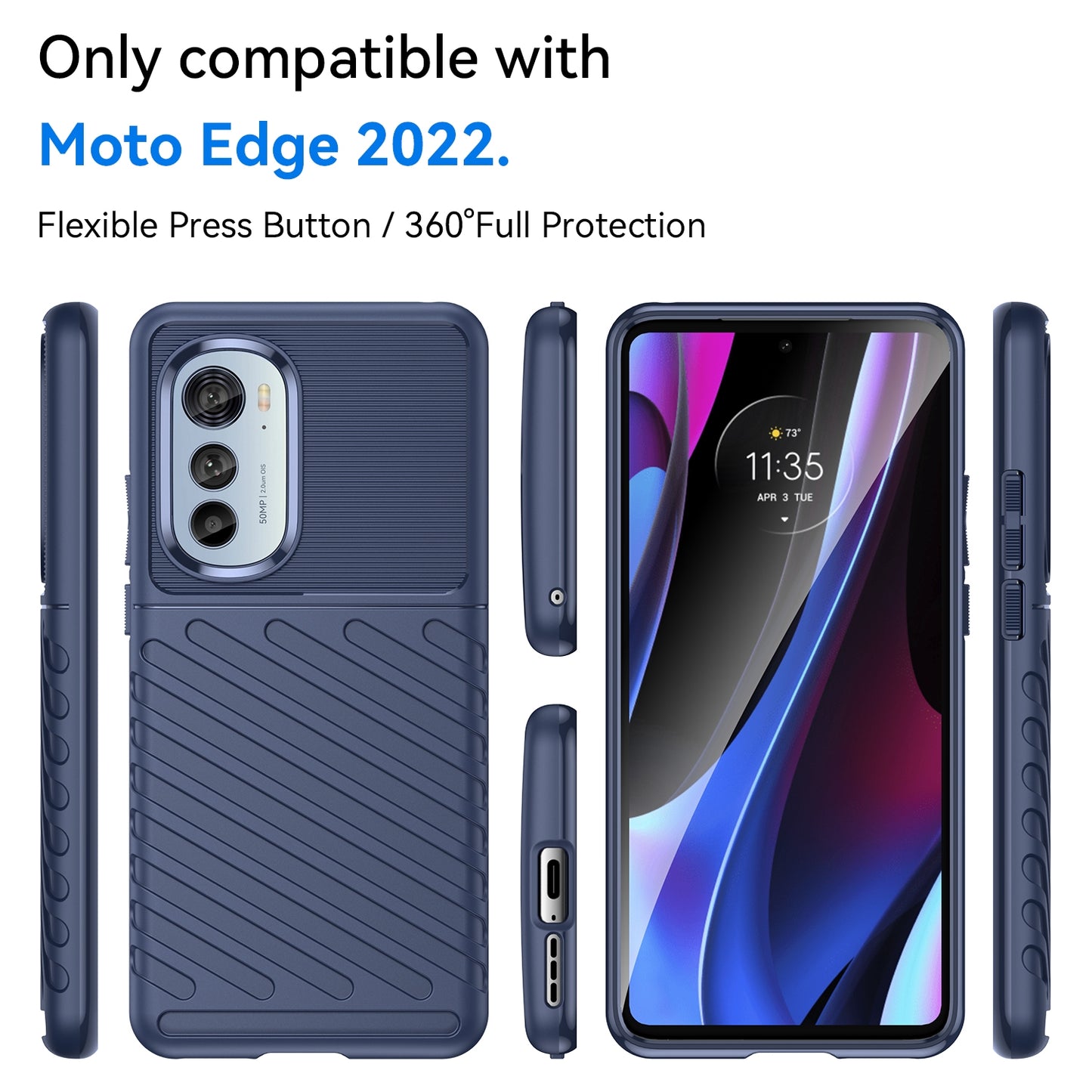 For Motorola Edge 30 Pro Thunderbolt Shockproof TPU Protective Soft Phone Case(Blue)