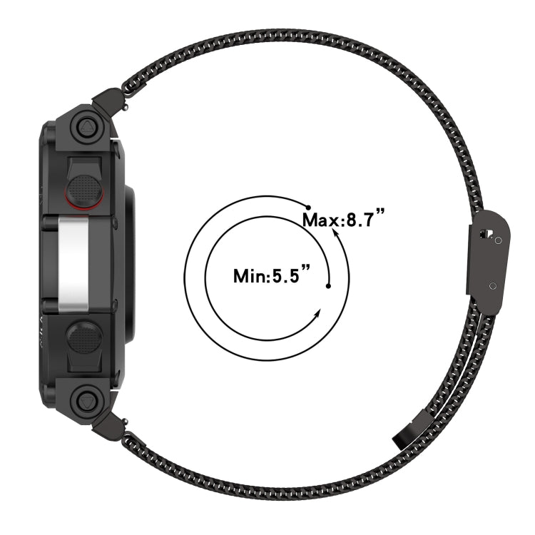 For Huami Amazfit T-Rex 2 Snap-fit Stainless Steel Mesh Watch Band