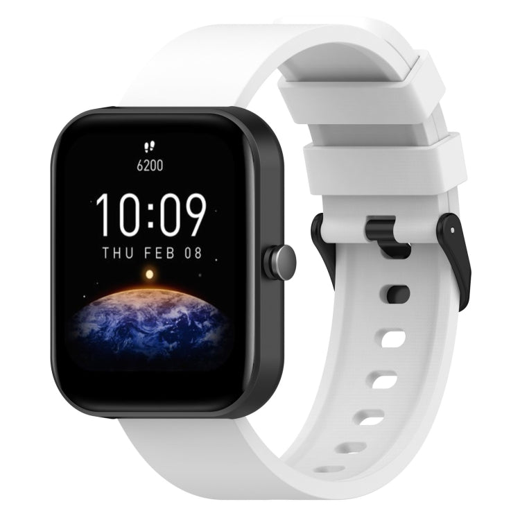 20mm Step Silicone Strap Stainless Steel Black Buckle, For Amazfit Bip 3