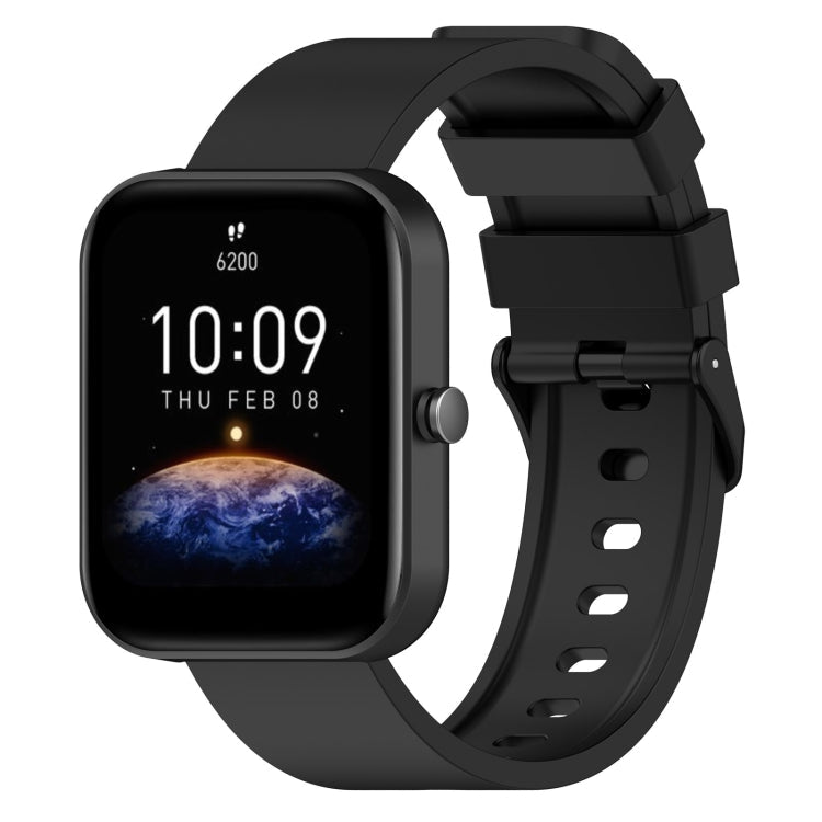 20mm Step Silicone Strap Stainless Steel Black Buckle, For Amazfit Bip 3