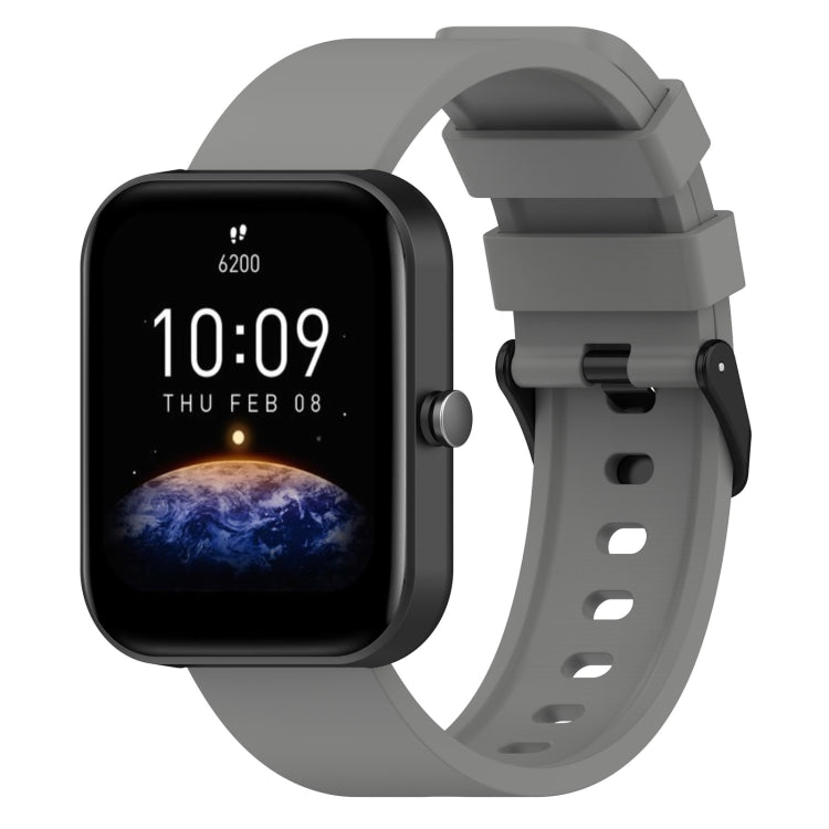 20mm Step Silicone Strap Stainless Steel Black Buckle, For Amazfit Bip 3