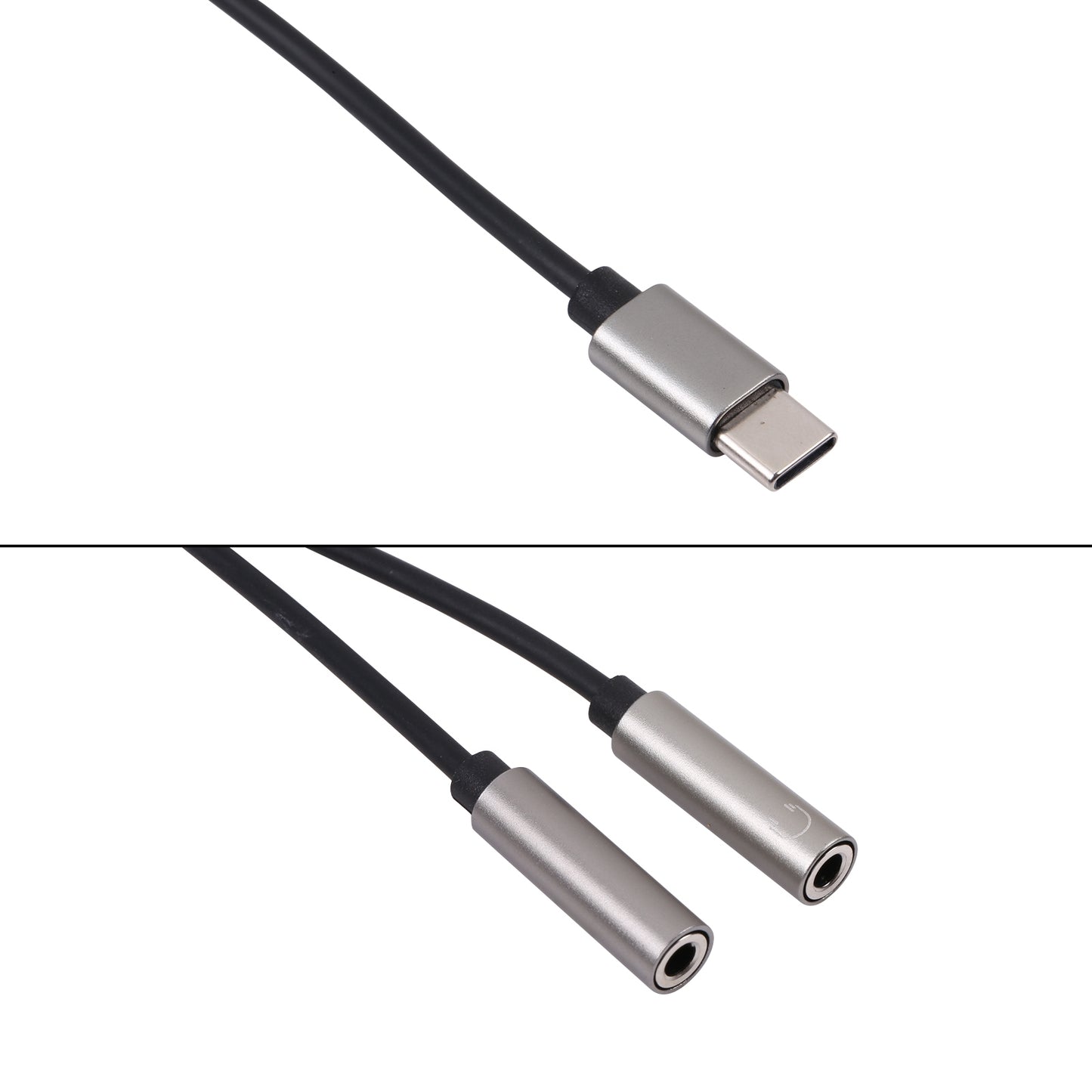 Type-C Male to Dual 3.5mm Female 2 in 1 Audio Adapter with Digital Chip