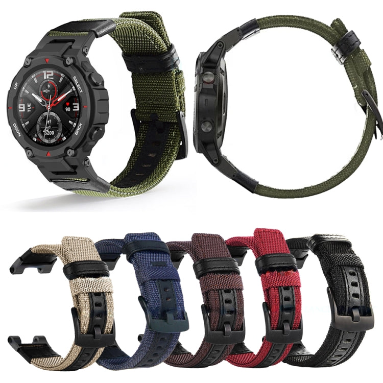 Leather Nylon Watch Band, For Amazfit T-Rex / T-Rex Pro / Ares