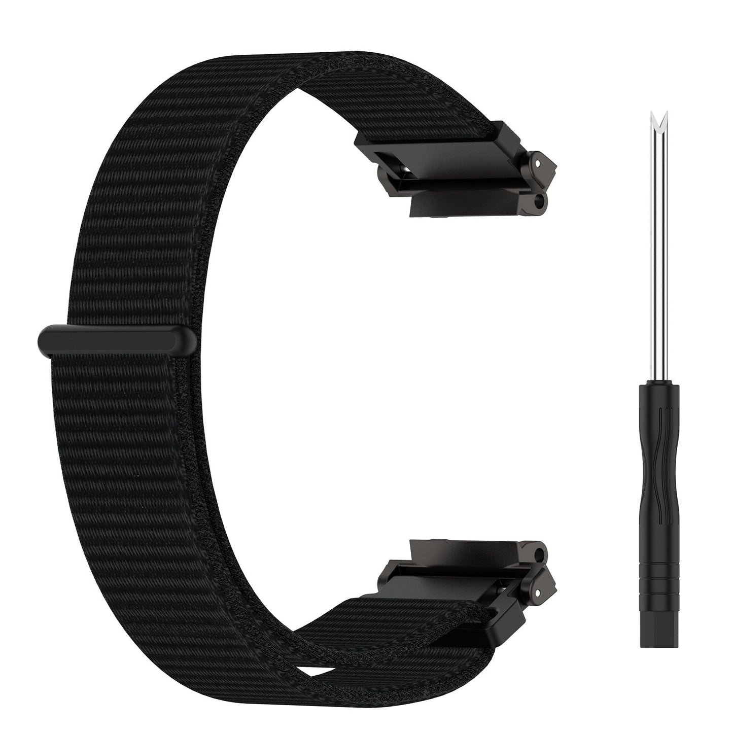 For Amazfit T-Rex2 Nylon Loop Buckle Watch Band(Black)