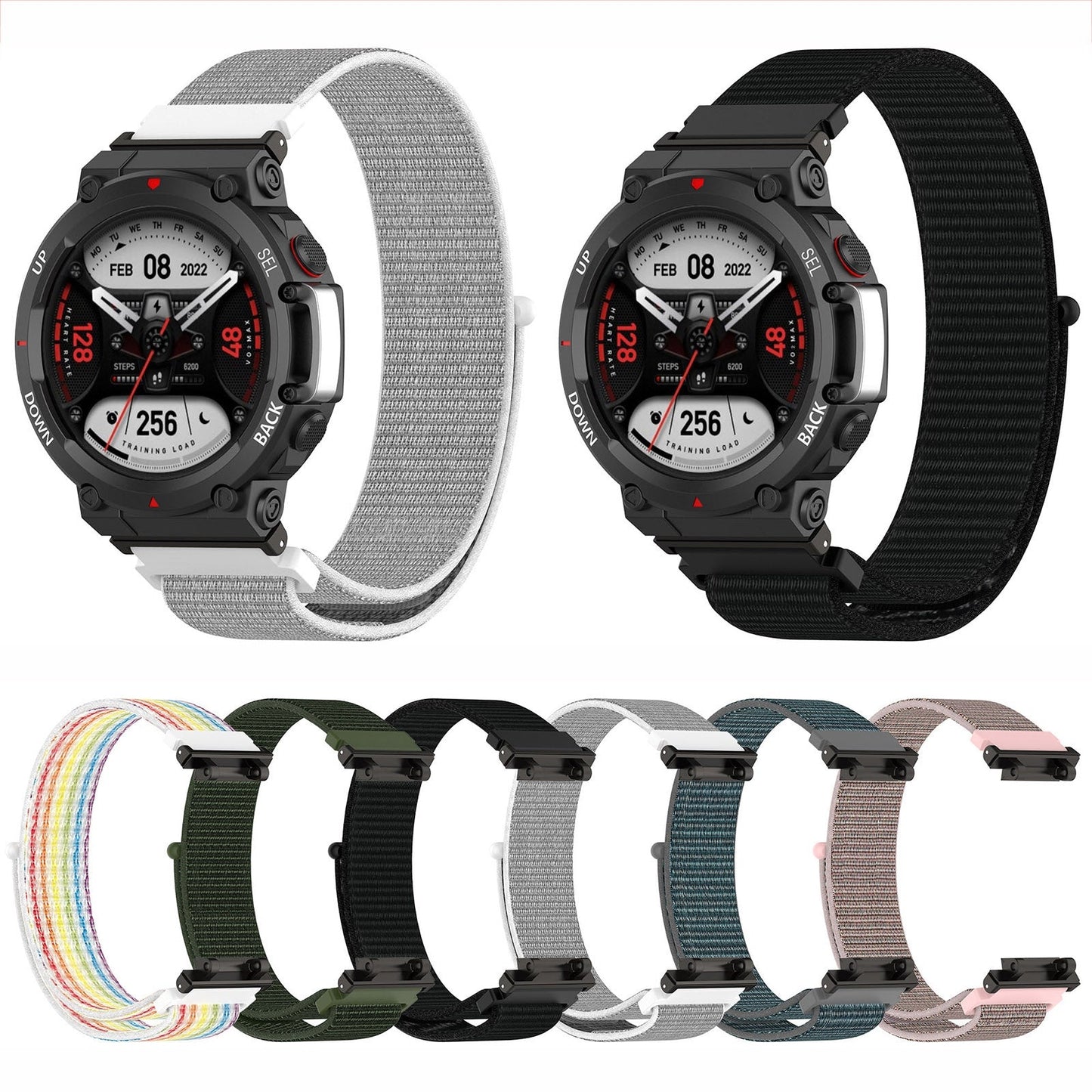 For Amazfit T-Rex2 Nylon Loop Buckle Watch Band(Black)