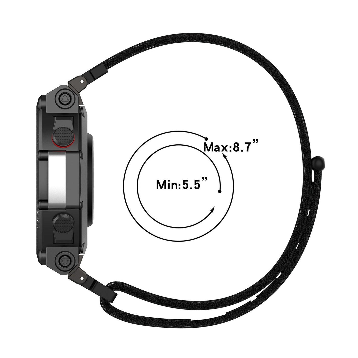 For Amazfit T-Rex2 Nylon Loop Buckle Watch Band(Black)