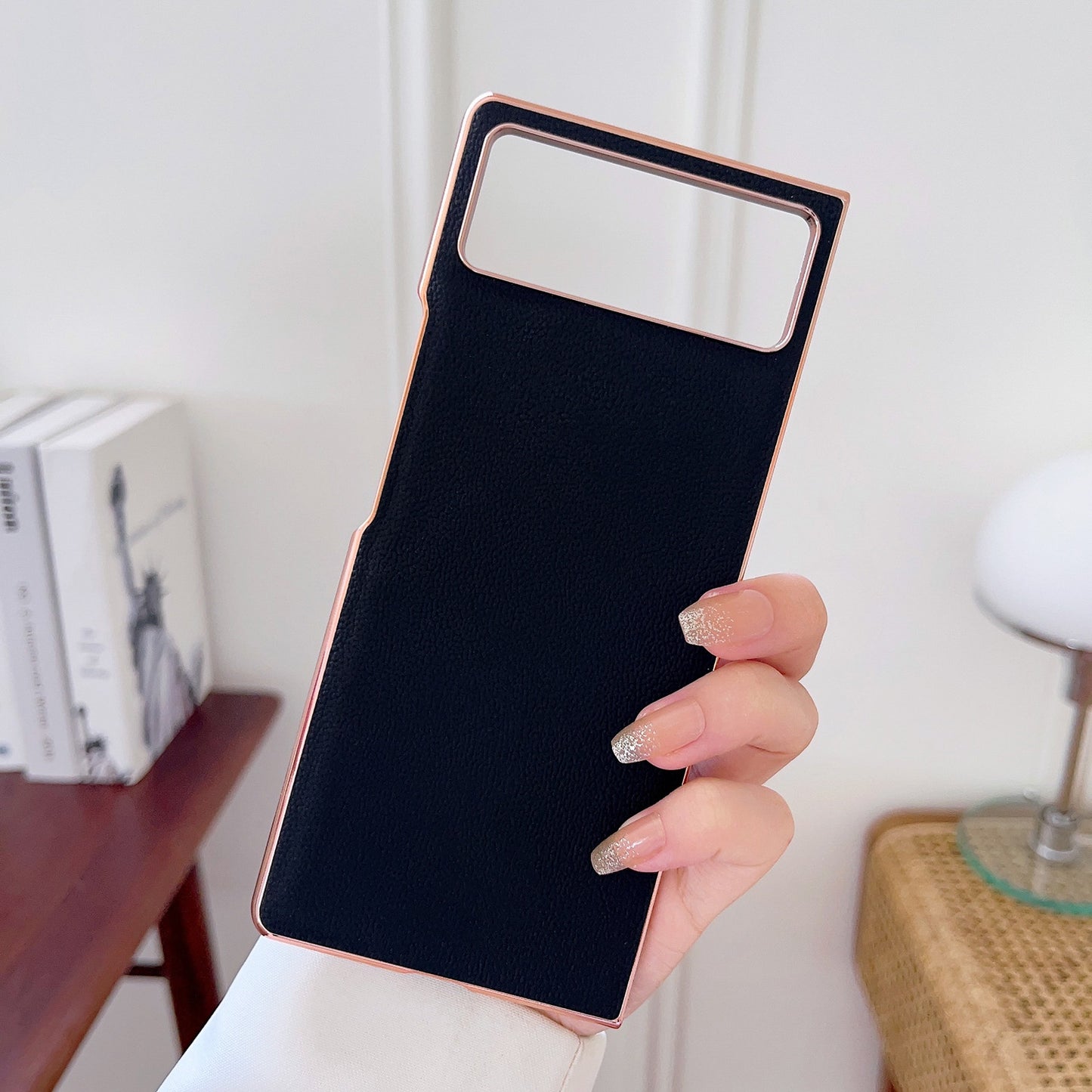 For Xiaomi Mix Fold 2 Genuine Leather Luolai Series Nano Plating Phone Case(Black)