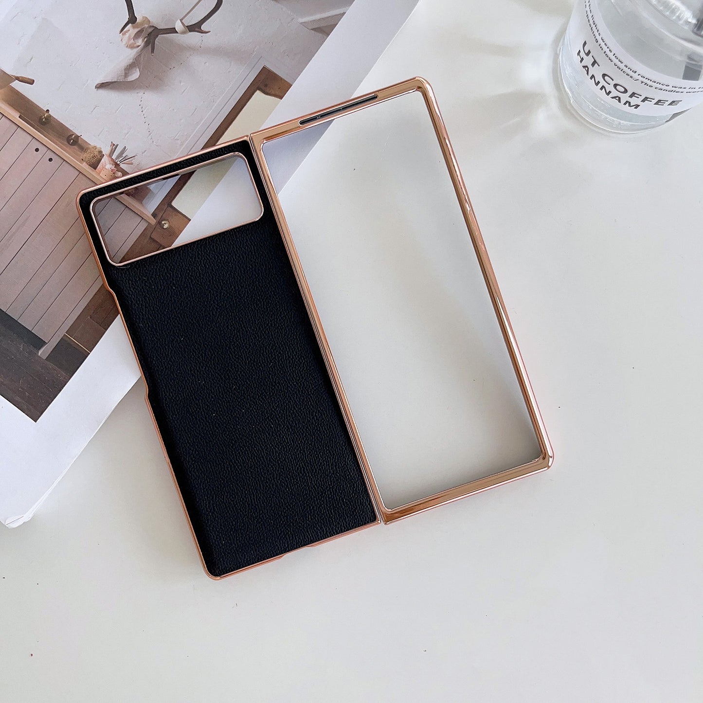 For Xiaomi Mix Fold 2 Genuine Leather Luolai Series Nano Plating Phone Case(Black)